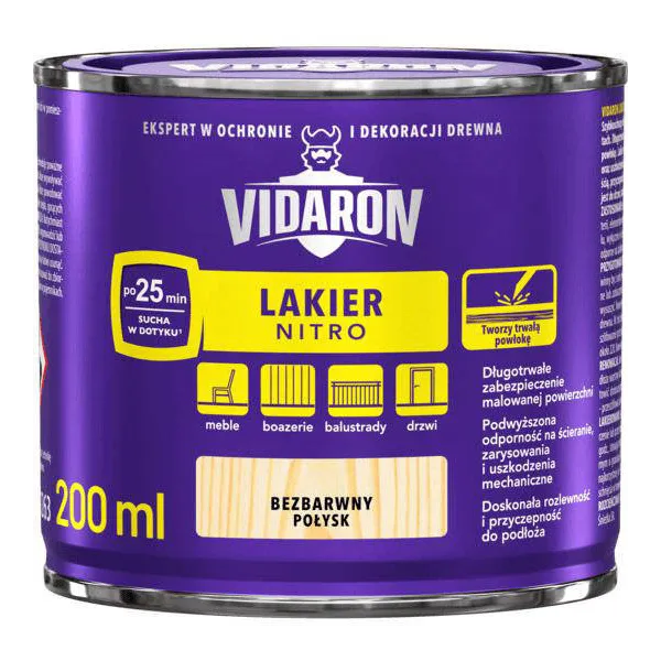 LAKIER NITRO VIDARON 0.2L BEZBARWNY