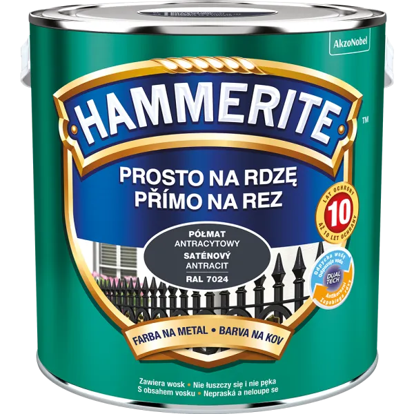 HAMMERITE FARBA NA RDZĘ 2.5L PÓŁMAT ANTRACYTOWY