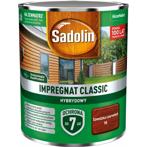 SADOLIN HYBRYDOWY IMPREGNAT DO DREWNA 0.75L SZWEDZKA CZERWIEŃ 98