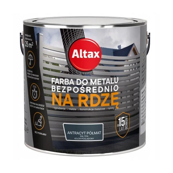 ALTAX FARBA DO METALU 2.5L ANTRACYT PÓŁMAT
