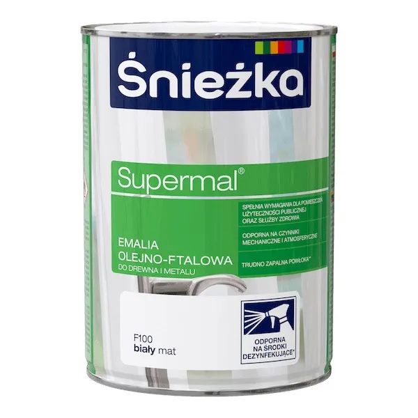 SUPERMAL 0.8L BIAŁA MAT Farba Olejna
