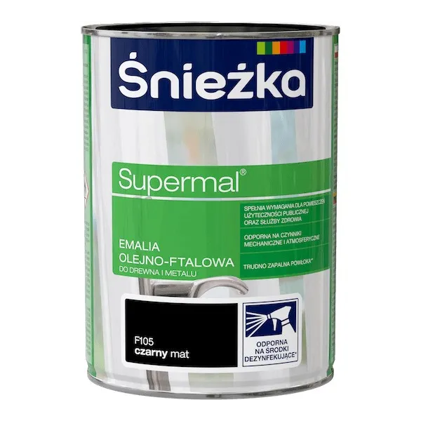 SUPERMAL 0.8L CZARNY MATOWY Farba Olejna