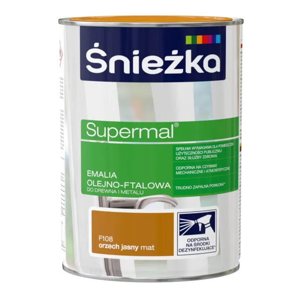 SUPERMAL 0.8L ORZECH JASNY F108 MAT Farba Olejna