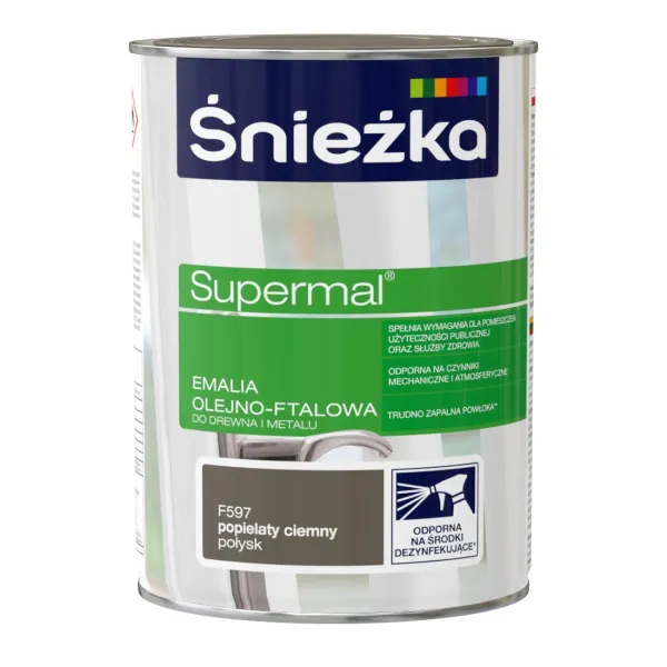 SUPERMAL 0.8L POPIELATY CIEMNY F597 Farba Olejna