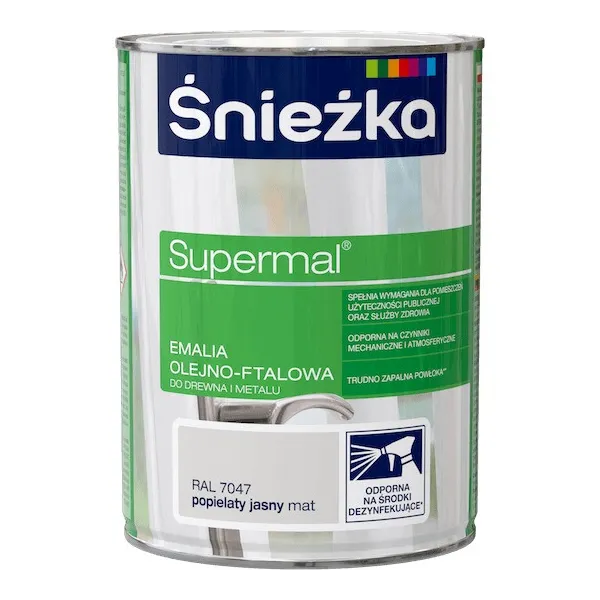 SUPERMAL 0.8L POPIELATY JASNY MAT Farba Olejna