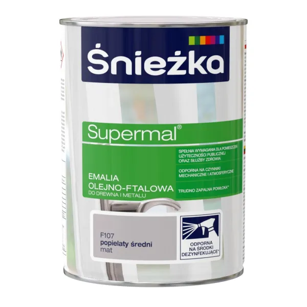 SUPERMAL 0.8L POPIELATY ŚRED.F107 MAT Farba Olejna