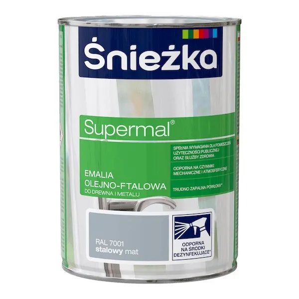 SUPERMAL 0.8L STALOWY MAT Farba Olejna