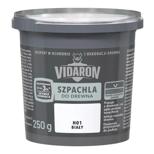 VIDARON SZPACHLA DO DREWNA BIAŁA 0.25KG